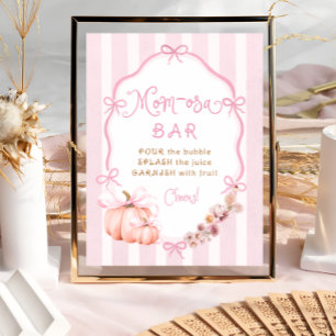 Poster Automne Citrouille rose fille Baby shower Maman-os