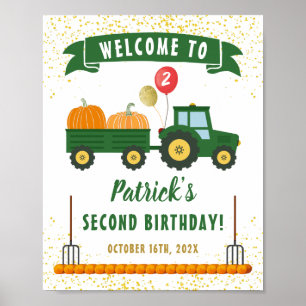 Poster Automne Citrouille Tracteur Automne Anniversaire B