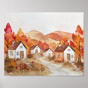 Poster Automne en Virginie Aquarelle