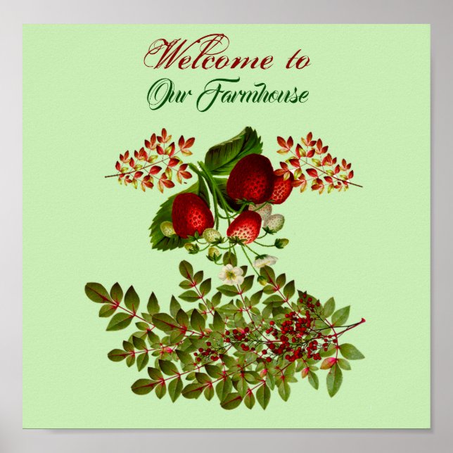 Poster Automne et automne Berry Foliing Bienvenue Ferme (Devant)