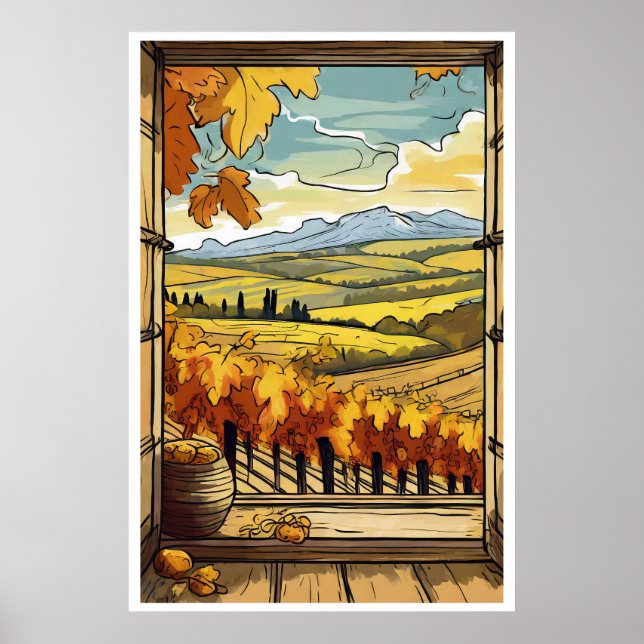 Poster Automne / Fenêtre Automne Vue de l'affiche Vignobl (Devant)