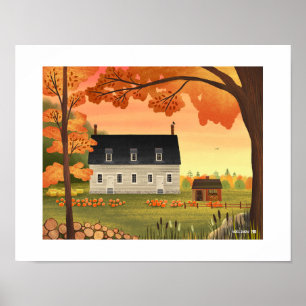 Poster Automne Ferme Automne Citrouille Art Imprimer