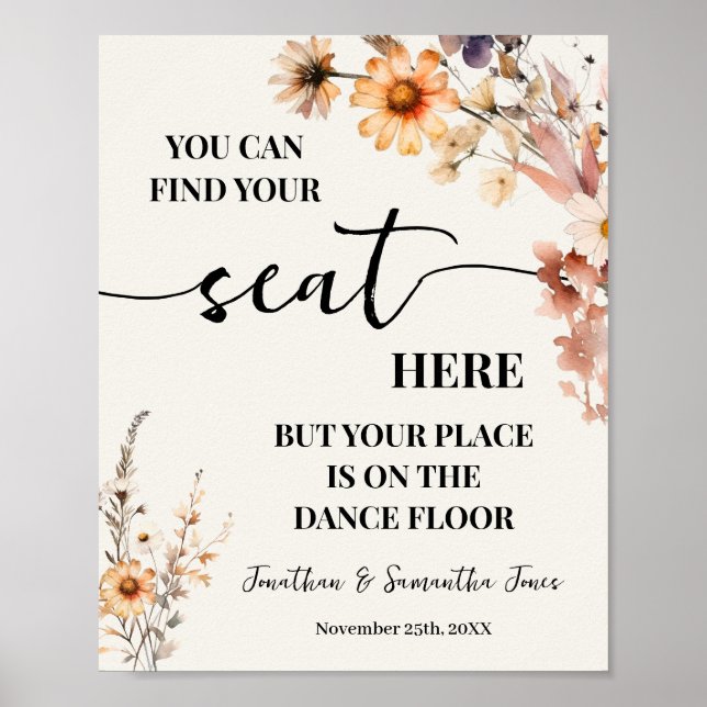 Poster Automne Fleur sauvage Trouvez Votre Siège Mariage  (Devant)