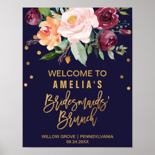 Poster Automne Floral Bridesmaiers' Brunch Bienvenue