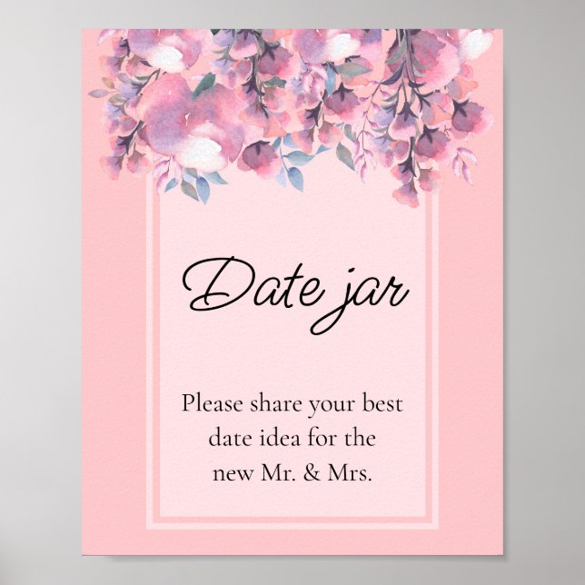 Poster Automne Floral Dusty Rose date jar douche de nupti (Devant)