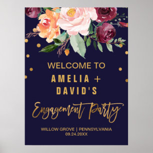 Poster Automne Floral Engagement Party Bienvenue