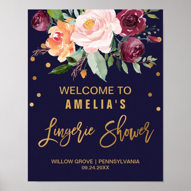 Poster Automne Floral Lingerie Douche Bienvenue (Devant)