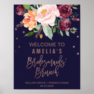 Poster Automne Floral Rose Gold Bridesmaitres Brunch Bien