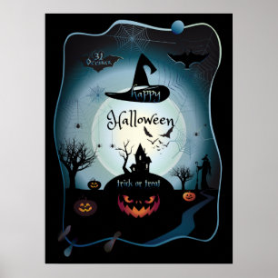 Poster Automne Halloween Party "tour ou régaler" art drôl