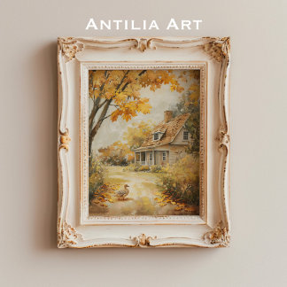 Poster Automne Marcher Canard Peinture Automne Maison de 