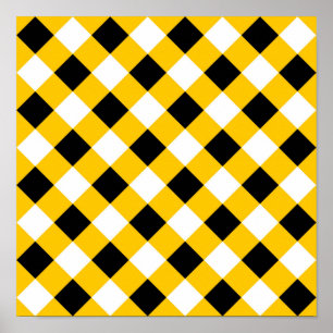 Poster Automne Noir Jaune et blanc Plaid Motif