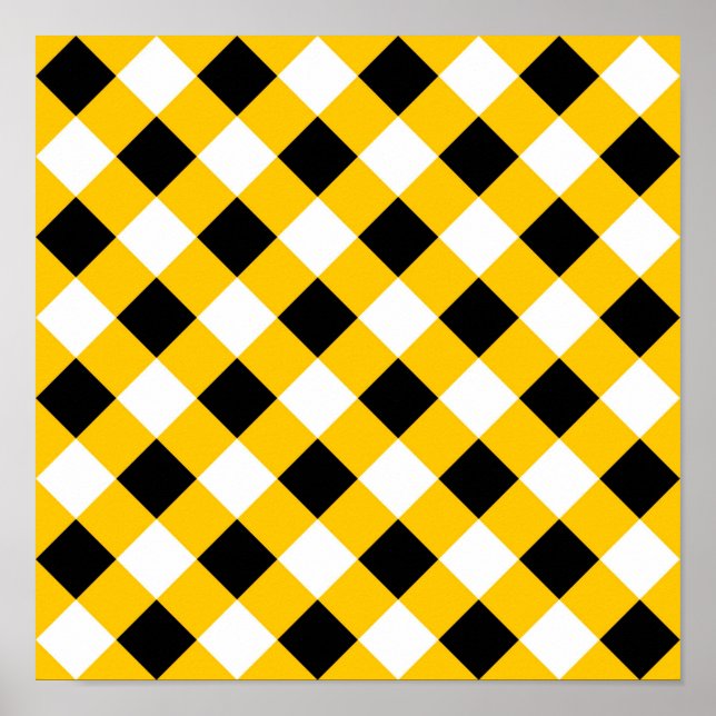Poster Automne Noir Jaune et blanc Plaid Motif (Devant)
