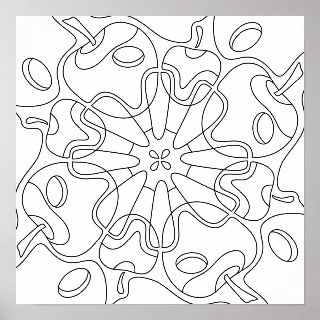 Poster Automne paisible : coloriage de pommes abstraites (Devant)