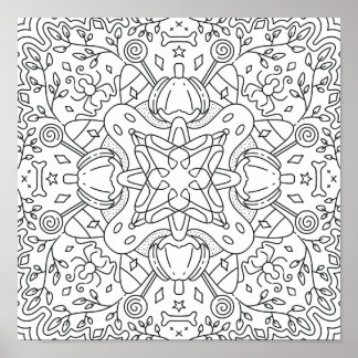 Poster Automne paisible : Halloween coloriage magique