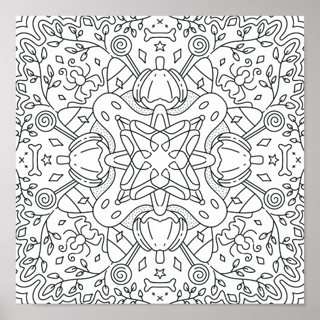 Poster Automne paisible : Halloween coloriage magique (Devant)