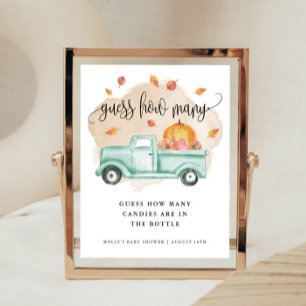 Poster Automne Petit Camion Agricole Citrouille Devinez C