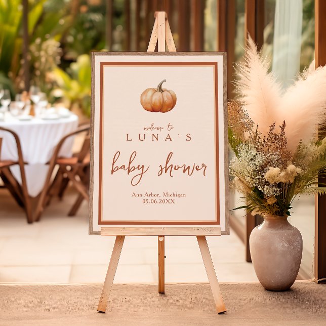 Poster Automne Plaid Un Petit Baby shower Citrouille Accu (Créateur téléchargé)