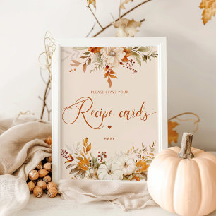 Poster Automne rustique laissez votre carte de recette ic