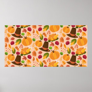 Poster Automne sans couture motif, mignonne texture de de