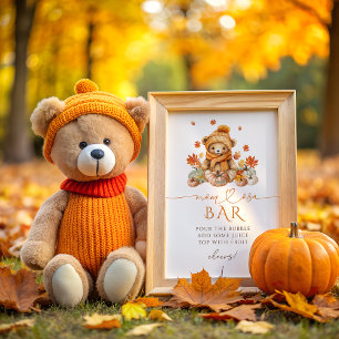 Poster Automne Teddy Ours Pumpkin Baby Douche Maman-osa B