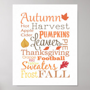 Poster Automne Typographie Automne Art mur