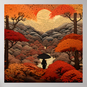 Poster automne Ukiyo-e Japon