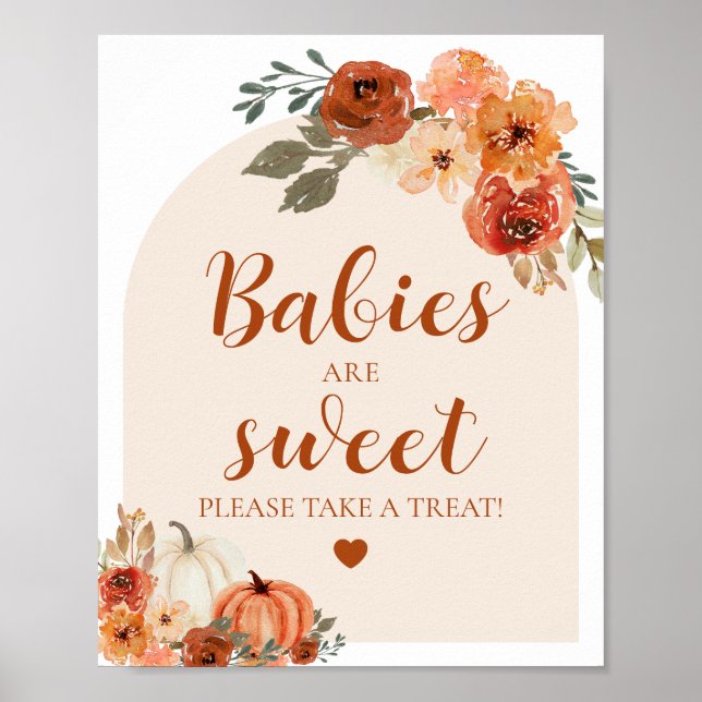 Poster Automne Un Petit Bébé Citrouille Sont Baby shower  (Devant)