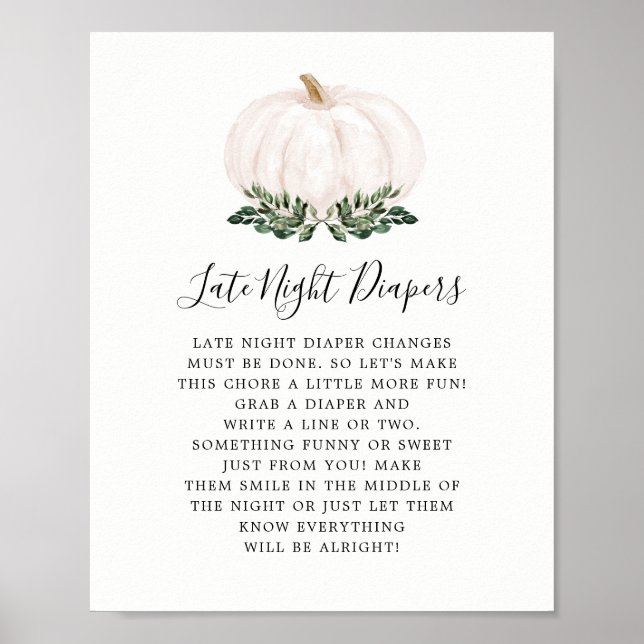 Poster Automne Vert Citrouille Dernier Night Diapers Jeu (Devant)