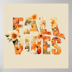 Poster Automne Vibes aquarelle fleurs sauvages feuilles d