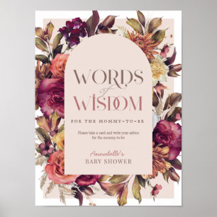 Poster Automne Wreath Words Wisdom Advice Baby shower