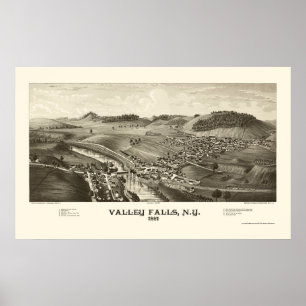 Poster Automnes de vallée, carte panoramique de NY - 1887