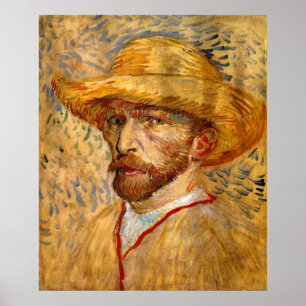 Poster Autoportrait avec Casquette de paille, Vincent Van