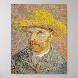 Poster Autoportrait avec Casquette paille (1887)