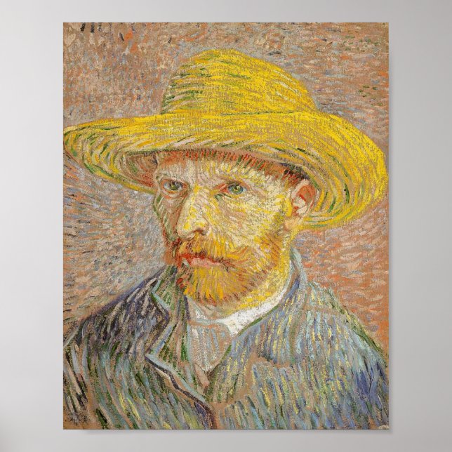 Poster Autoportrait avec Casquette paille (1887) (Devant)