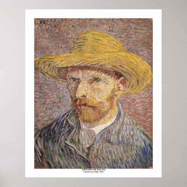 Poster Autoportrait avec Casquette paille par Vincent van (Devant)