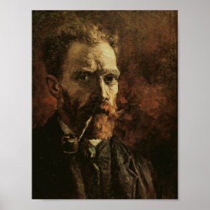 Poster Autoportrait avec tuyau, Van Gogh Art