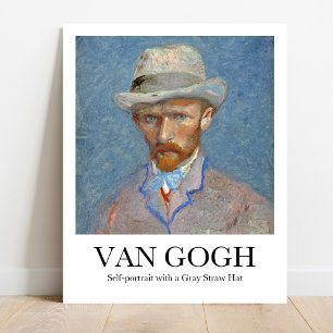 Poster Autoportrait avec un Casquette en paille grise par
