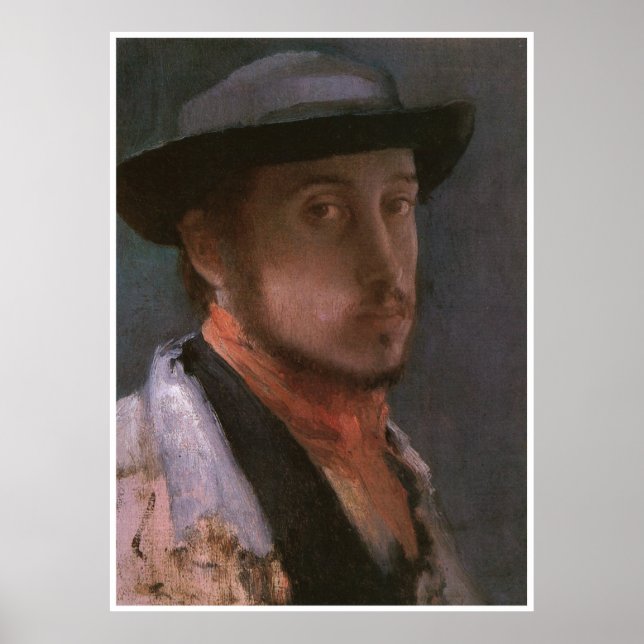 Poster Autoportrait dans un Casquette souple, Edgar Degas (Devant)