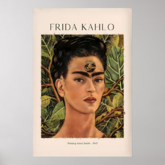 Poster Autoportrait de Frida Kahlo pensant à la mort