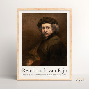 Poster Autoportrait de Rembrandt avec Beret et tourné