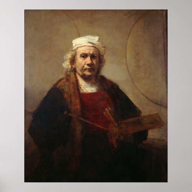 Poster Autoportrait de Rembrandt avec cercles (Devant)