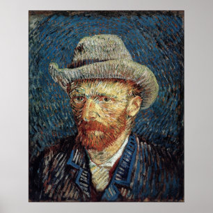 Poster Autoportrait de Van Gogh avec Casquette gris