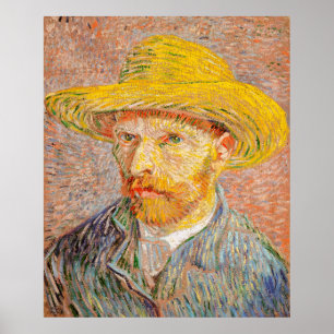 Poster Autoportrait de Van Gogh avec un Casquette en pail