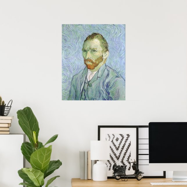 Poster Autoportrait en bleu par Vincent van Gogh (Bureau à domicile)
