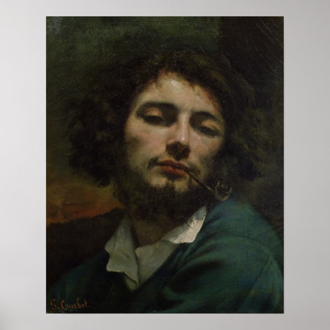 Poster Autoportrait ou, The Man with a Pipe, c.1846 (Devant)