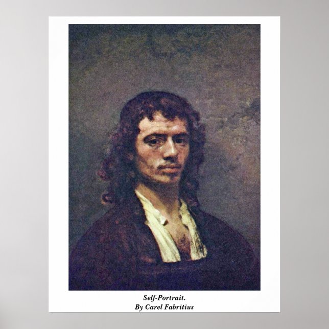 Poster Autoportrait. Par Carel Fabritius (Devant)