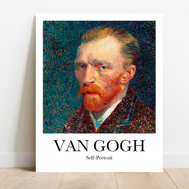 Poster Autoportrait par Vincent van Gogh (Own a Van Gogh: Self-Portrait (1887). Bold colors, iconic image. Museum-quality poster)