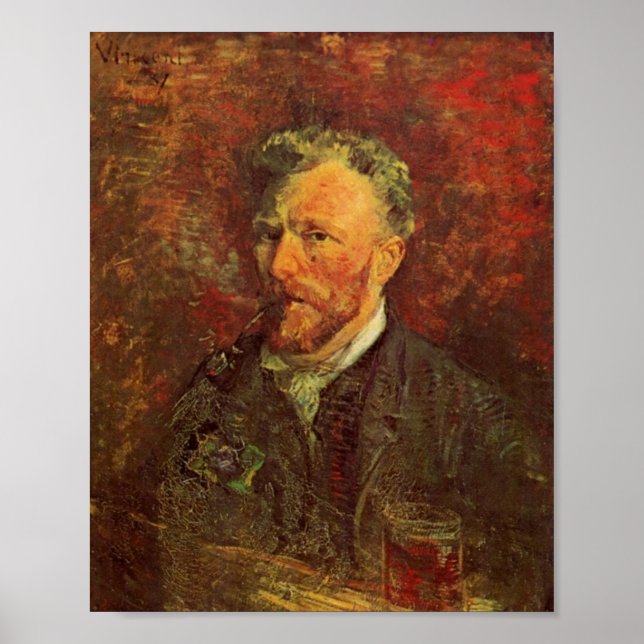 Poster Autoportrait, tuyau et verre, Van Gogh Fine Art (Devant)