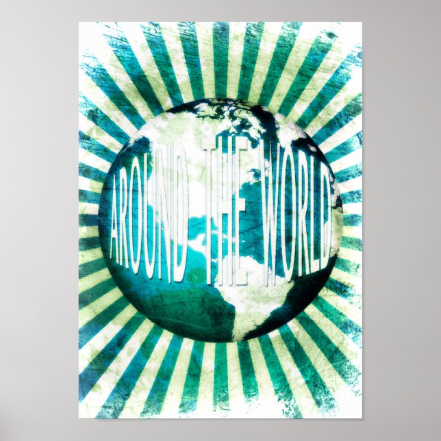 Poster autour du monde : globe burst (Devant)