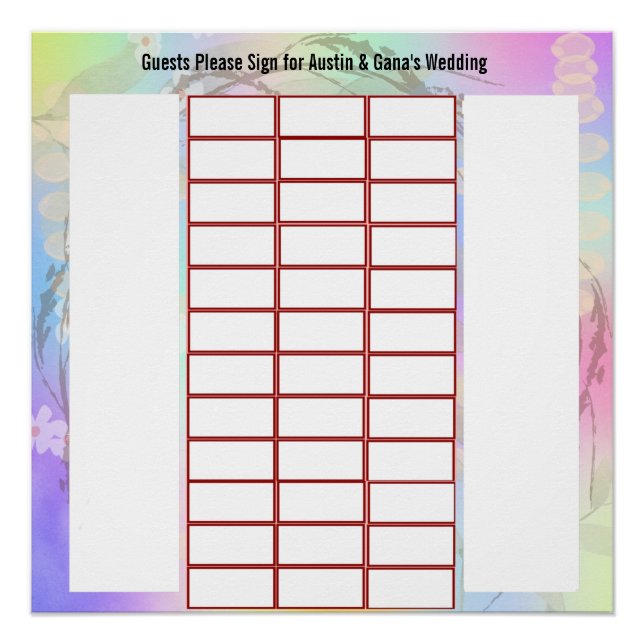 Poster Autre design signature invité pour Mariage (Devant)